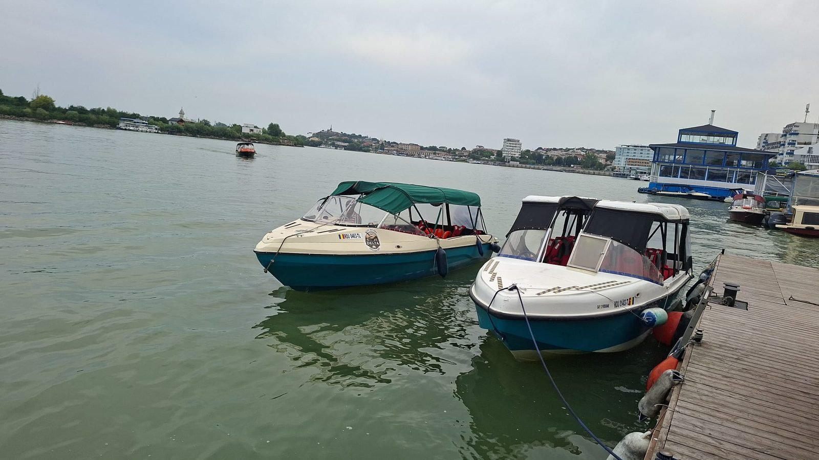 Our boats moored at the pier in Tulcea Port